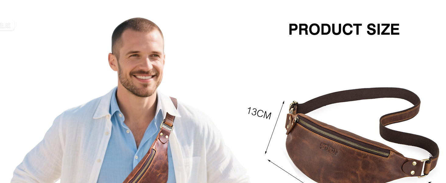 Чоловіча сумка через плече FANDARE з натуральної шкіри, бананка, поясна сумка для подорожей, туризму, занять спортом (Димно-коричневий)