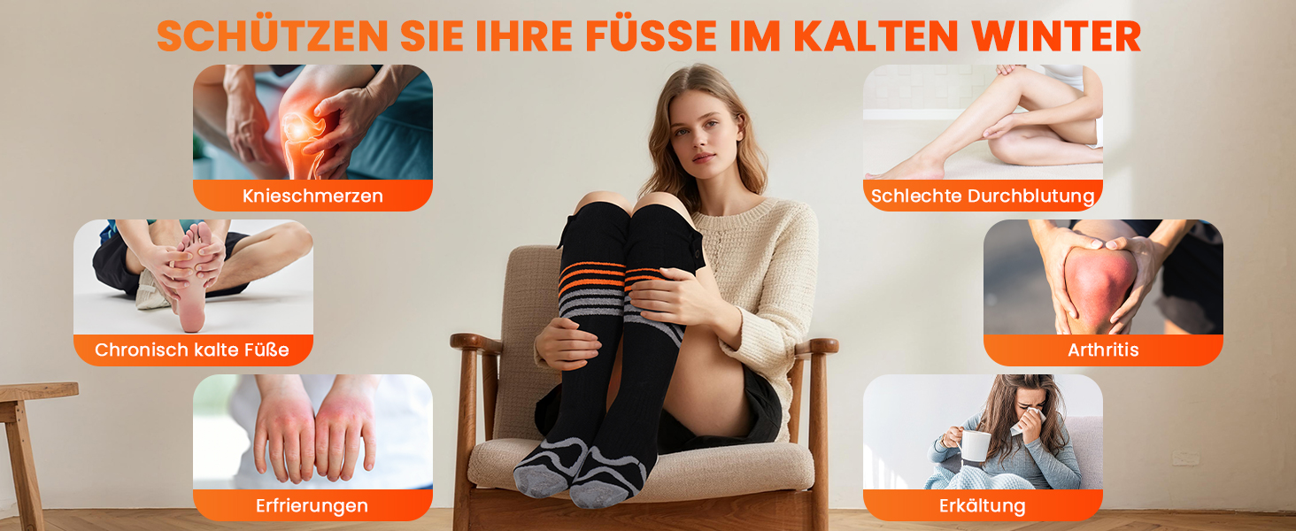 Електричні гріючі шкарпетки SOPPY, унісекс, 6000mAh, для катання на лижах, піших прогулянок, активного відпочинку, чорні