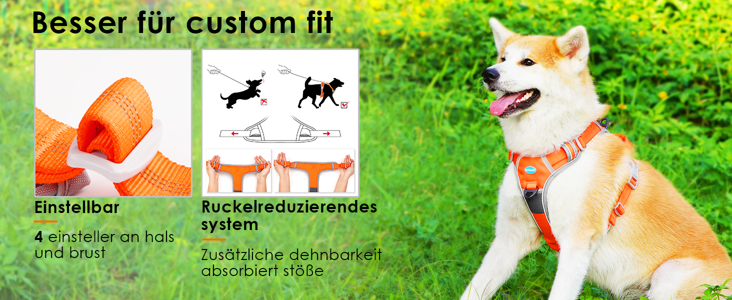 ThinkPet шлейка для собак з ручкою - анти-тяга, дихаюча, з підкладкою, світловідбиваюча (S, Помаранчевий, L, 1 шт.)