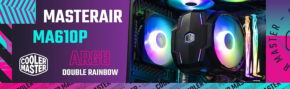 Система охолодження CPU Cooler Master MasterAir MA610P ARGB з двома радіаторами та 6 тепловими трубами