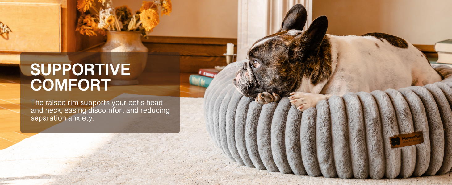 Кругле лежанка для собак MEWOOFUN, м'яке та зручне, 76x76x20 см, Marineblau (Темно-синій)