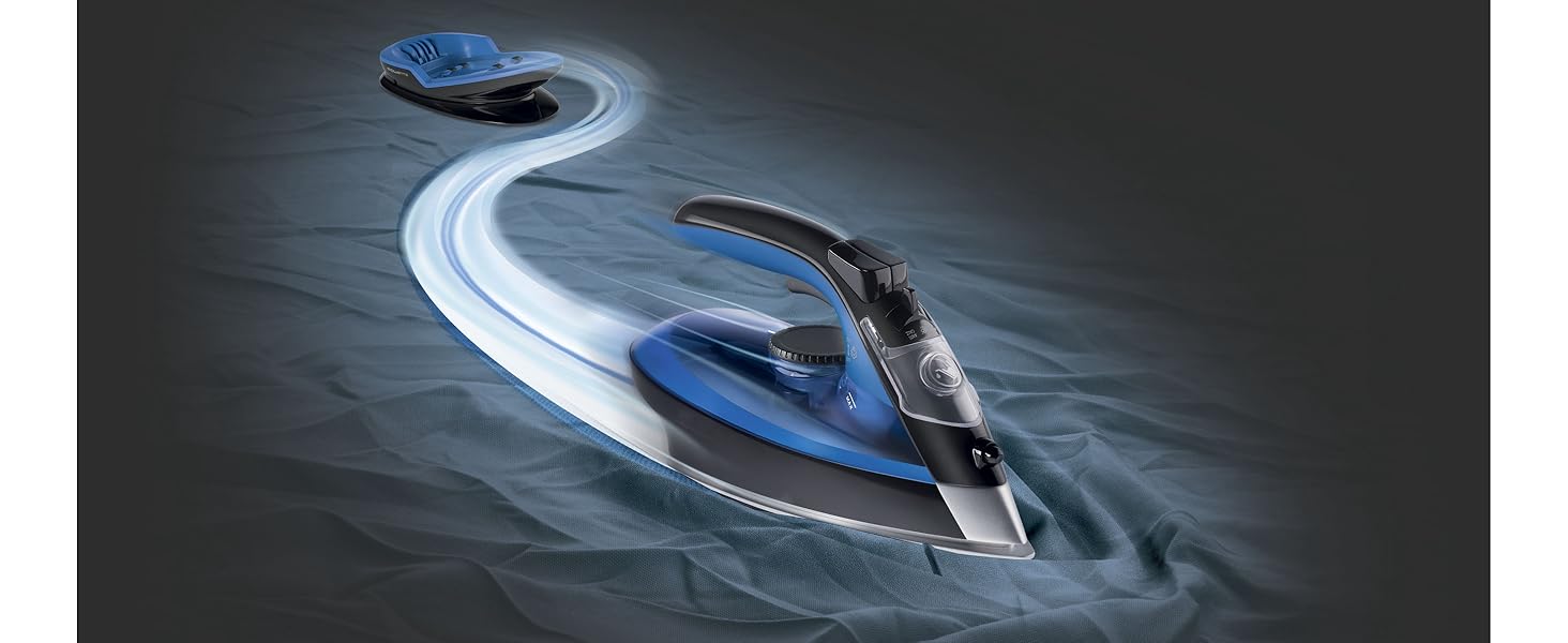 Rowenta Freemove: бездротове прасування, 2400W, 27 г/хв, DE5010 (блакитно-чорний)