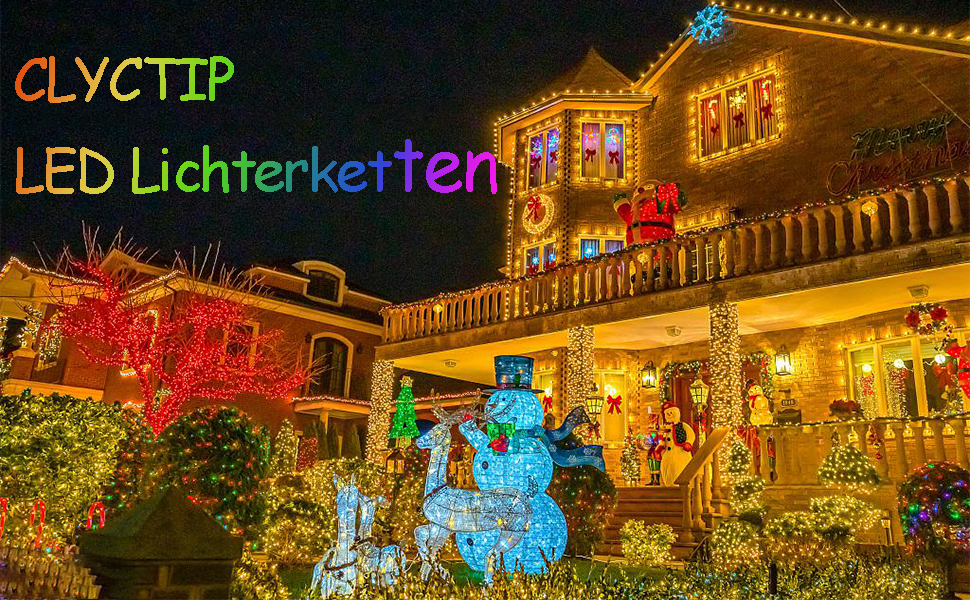 CLYCTIP Льо́ко́тко́рнова́ гірля́нда зовнішня, 20м, 200 LED, IP65, во́донепро́никна, кольорова, з таймером, пультом дистанційного керування, синхронізацією музики, керуванням через додаток, 210 режимів, USB, для Хелловіну, Різдва, вечірки, саду, балкону