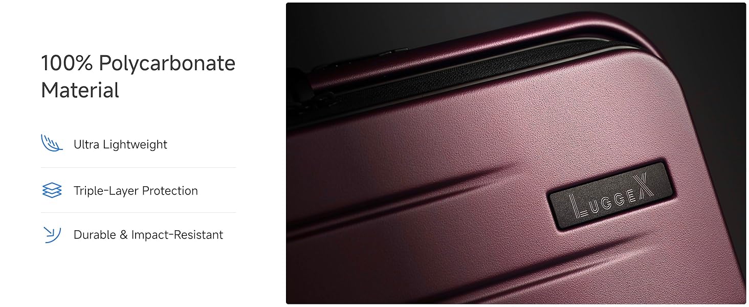 Чемодан-валіза LUGGEX на ручках, ручна поклажа з відділенням для ноутбука – Розширюваний жорсткий кейс з полікарбонату з TSA-замком (56×38×24 см) (Червоний)