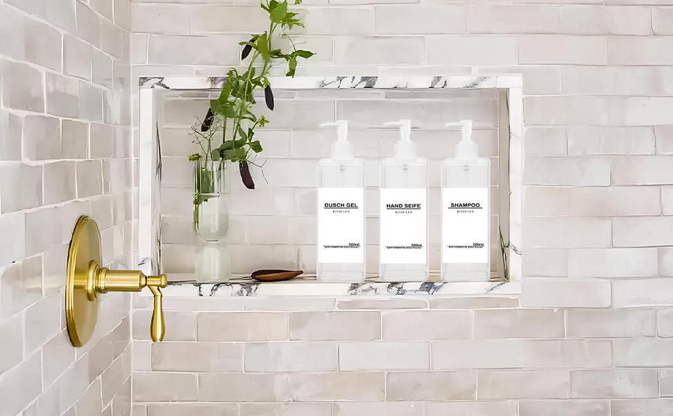 Набір дозаторів для мила Roselee (4 шт.), 500 мл, прозорі, для кухні та ванної кімнати