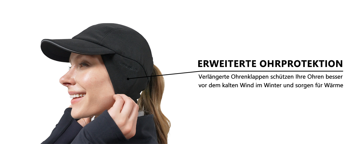 Жіноча зимова шапка GADIEMKENSD з відбиваючими елементами та мішком для хвоста, навушники-гетри, для активного відпочинку, чорна
