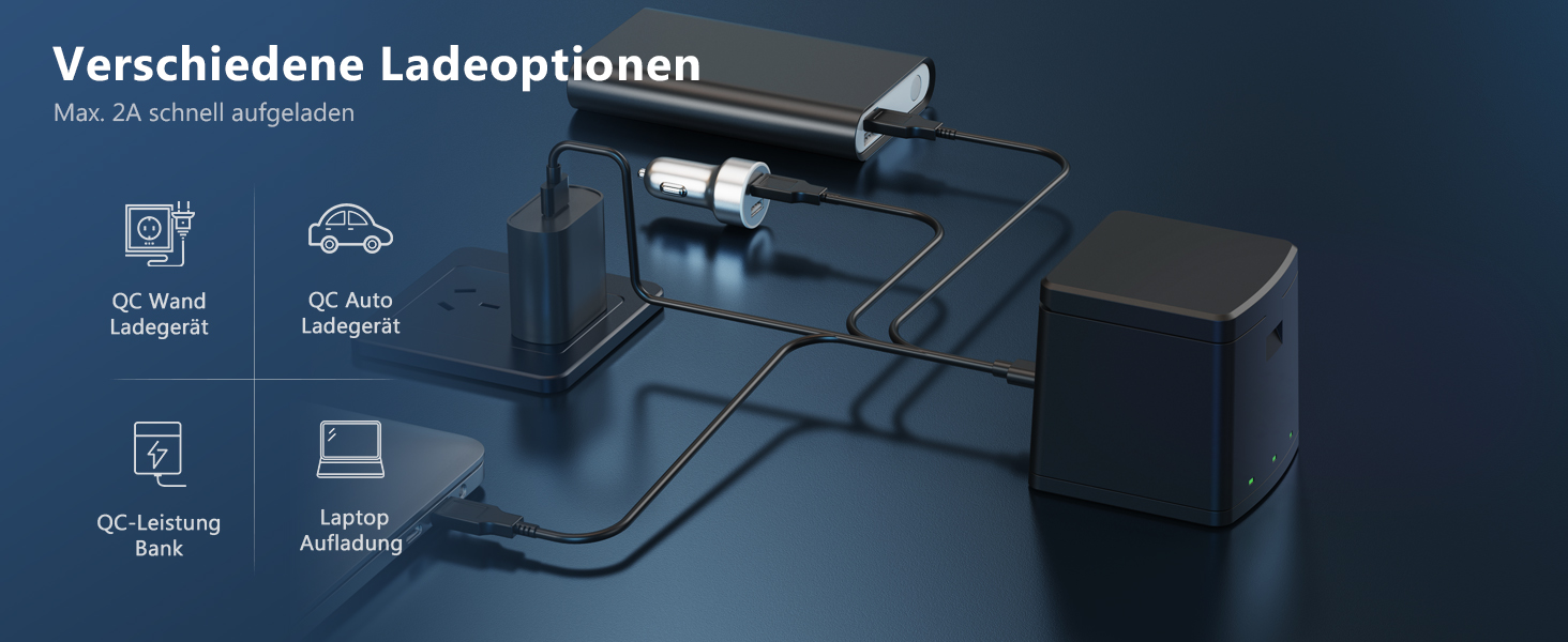 Зарядний комплект Vemico Hero 8: 3 акумулятори 1500 mAh, 3-канальна зарядна станція з Type-C USB, захисний ковпачок, сумісний з Hero 8/7/6/5/AHDBT-801