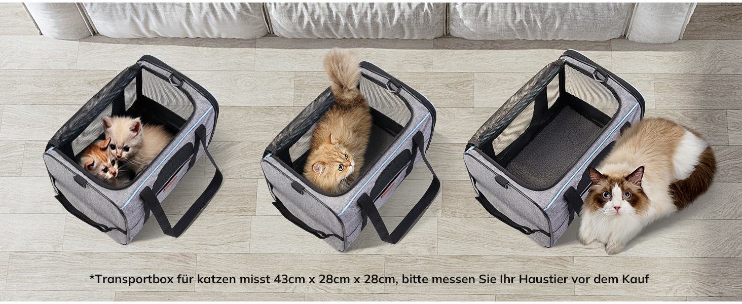 Транспортна переноска для котів та цуценят Morpilot до 5 кг, сіра, з колесами, 28 x 28 x 43 см