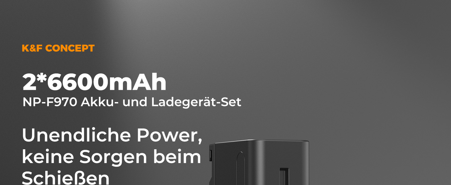 K&F CONCEPT NP-F970: 2 акумулятори 6600mAh та LED-зарядний пристрій (сумісний з Sony NP-F550, F570, F750, F770, F930, F950, F960, F970) для LED-ліхтів, моніторів та камер