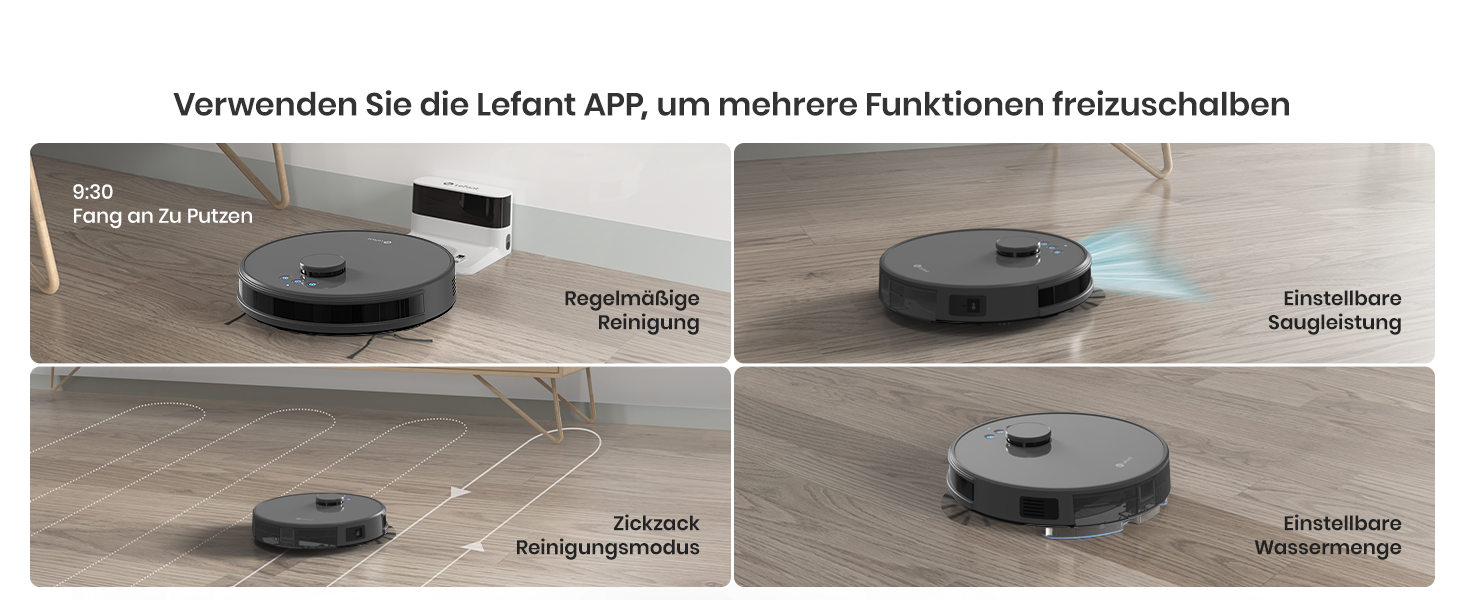 Робот-пилосос Lefant M1 з лазерною навігацією, функцією миття, 5500Pa, 8 зон заборони, керування через додаток/Alexa, для твердих підлог та шерсті тварин