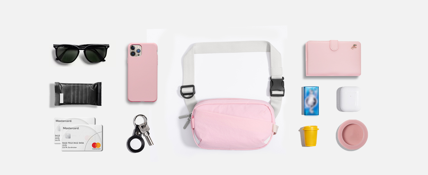 Сумка на пояс Inateck X-Mini, 1.5 л, RFID захистом, для подорожей, спорту, туризму (Рожева)