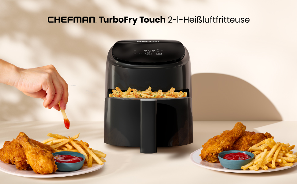 Фритюрниця Chefman 2L: компактна та зручна, з антипригарним кошиком та цифровим таймером – чорна