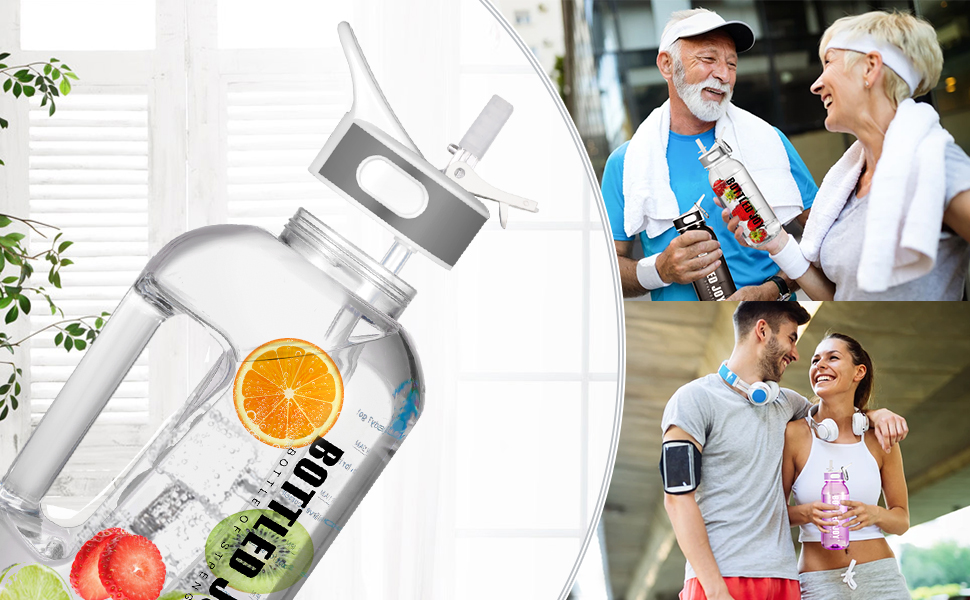 Пляшка для води з трубочкою 3.5 л, BPA-free, герметична, пластикова спортивна пляшка з часовими мітками для фітнесу, офісу, дому та активного відпочинку