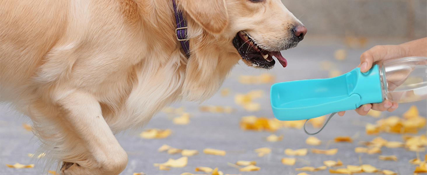 Вода для собак на ходу: пляшка-поїльник 570 мл або 350 мл, для цуценят та собак різних розмірів, блакитна