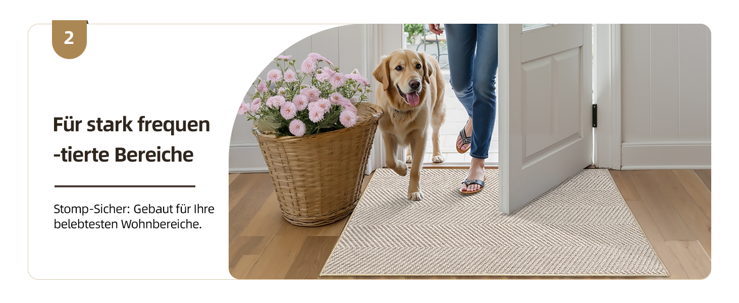 Килимок для дому COLOR&GEOMETRY Ultradünne Innentürmatte 43x76 см, машинного прання та антиковзаюча підлога, плоский килимок для приміщень, вбираючий килим для паркету, коридору (складений) (Білий, Бежевий, 61 x 91 см)