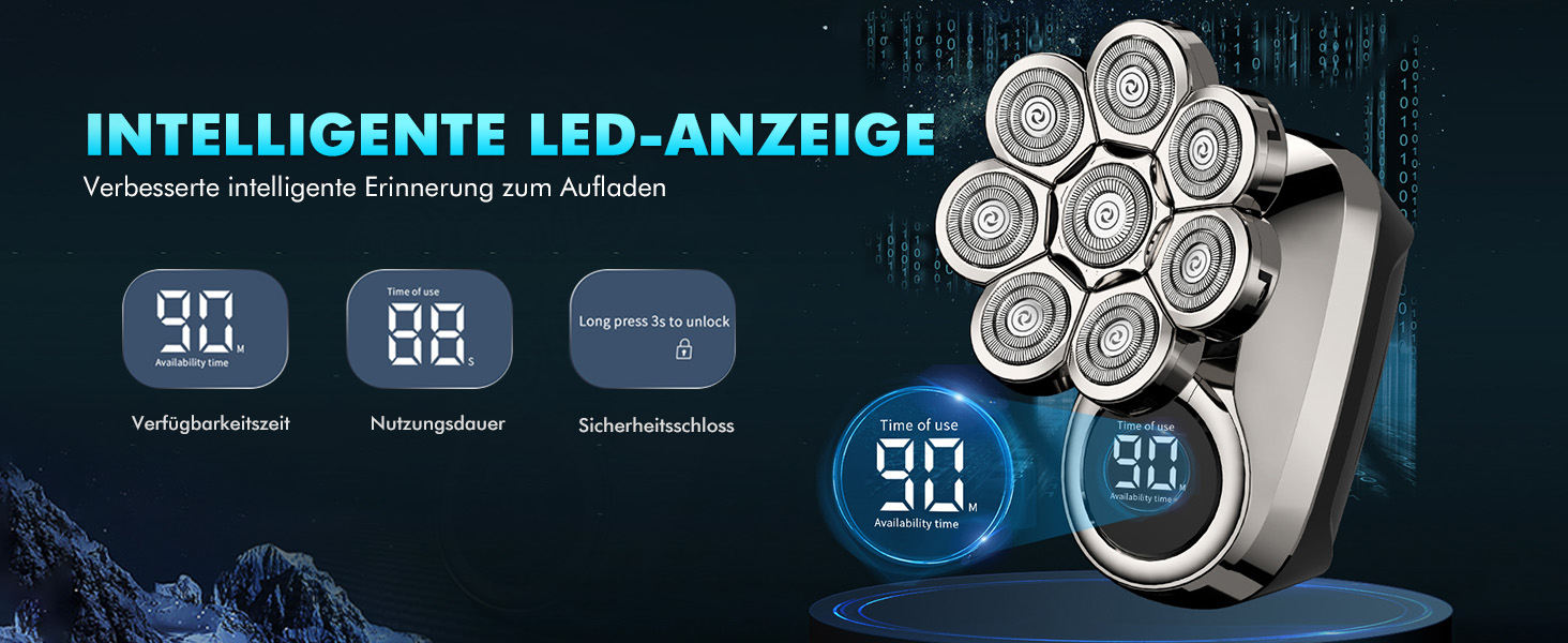 Електричний чоловічий бритва Glatzen 6-в-1 для гоління 0.0 мм, вологостійкий, бездротовий, перезаряджається