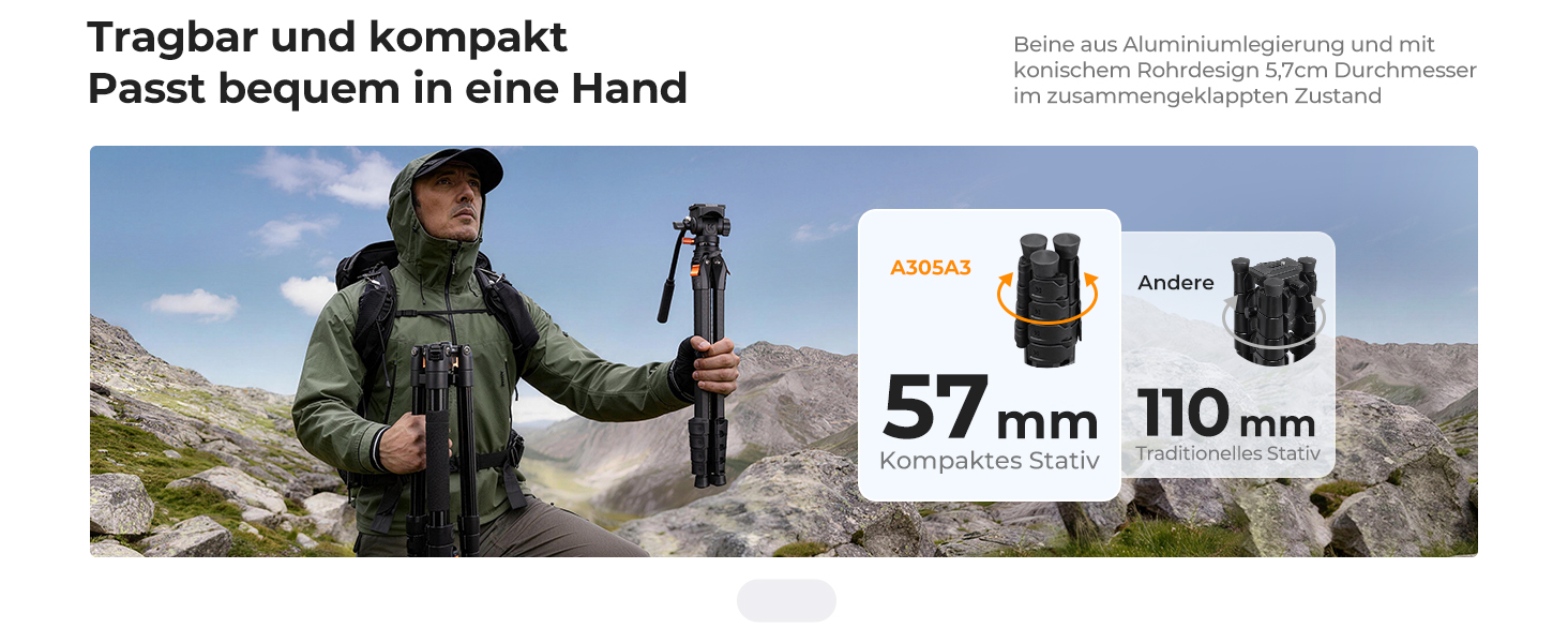 Штатив для камери K&F Concept з гідравлічною головою, алюмінієвий компактний штатив для DSLR, відеоштатив 187 см з тримачем для смартфона та планшета