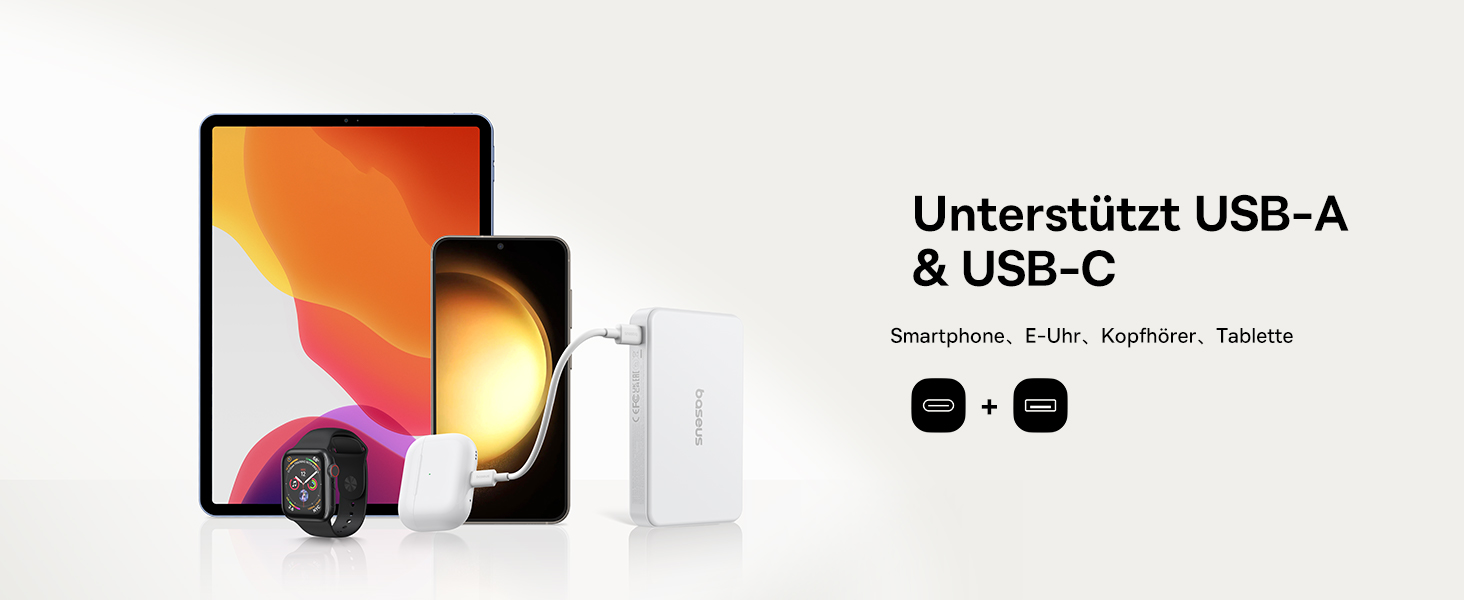 Power Bank Baseus 10000mAh з MagSafe Qi2, 22.5W PD, USB-C, Білий