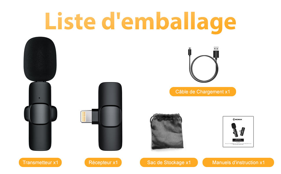 Бездротовий петличний мікрофон Lavalier з Lightning-роз'ємом для iPhone/iPad/Android. Безшумовий, 120м, CP1(A)