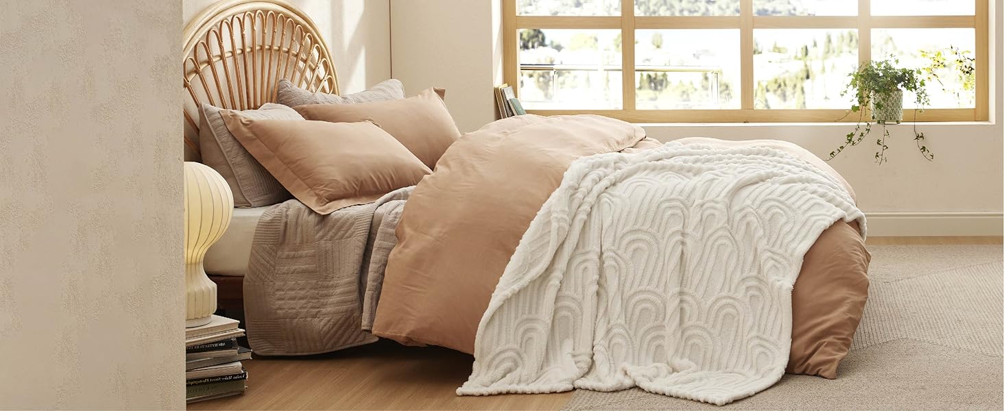 BEDSURE Плед з м'якого флісу та вовни, плед на диван, плед у шаховому стилі, теплий плед у коричневому кольорі (150 x 200 см)