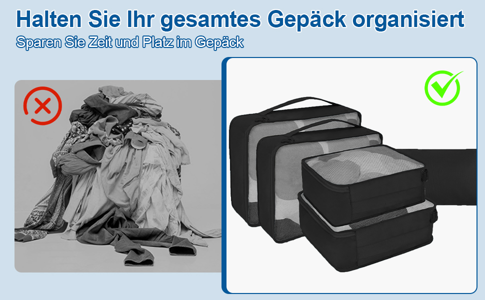 Органайзер для валізи 12 шт. - Набір водонепроникних кубиків для подорожей, сімейних поїздок та зберігання вдома (Морська блакить)