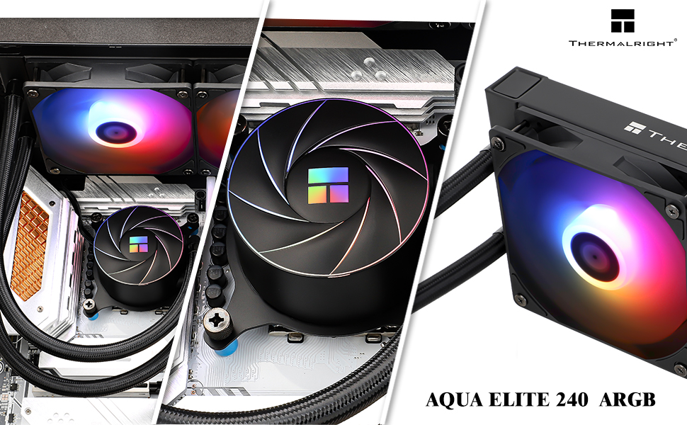 Thermalright AQUA ELITE 360 ARGB: Система водяного охолодження CPU з 3 вентиляторами 120мм, 1550RPM, для AMD/Intel