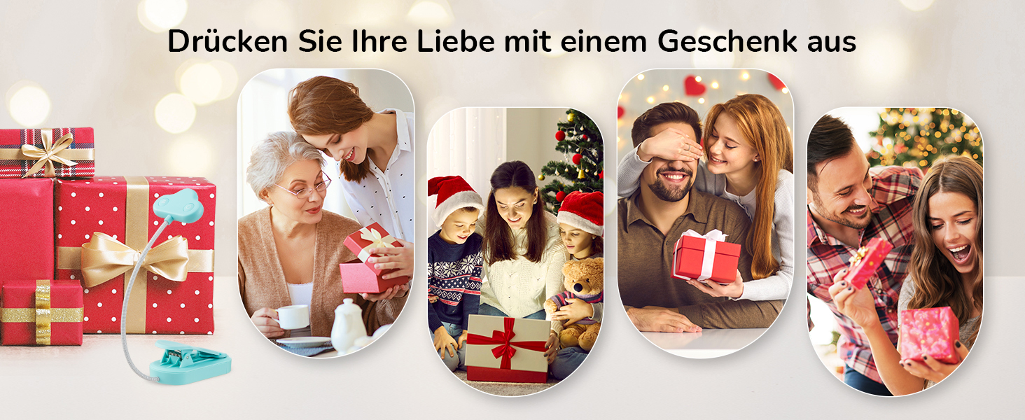 EDISHINE Кліпса-лампа для читання, USB перезарядна, LED лампа для книг, 3 режими кольору, регулювання яскравості, подарунок для дітей, любителів читання (блакитна)