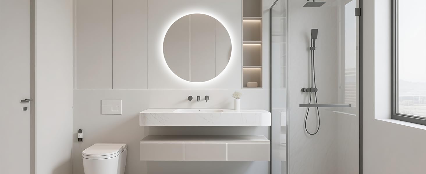 LED дзеркало для ванної кімнати 45x65 см з підсвічуванням, IP54, 6500K, прямокутне, енергозберігаюче, біле