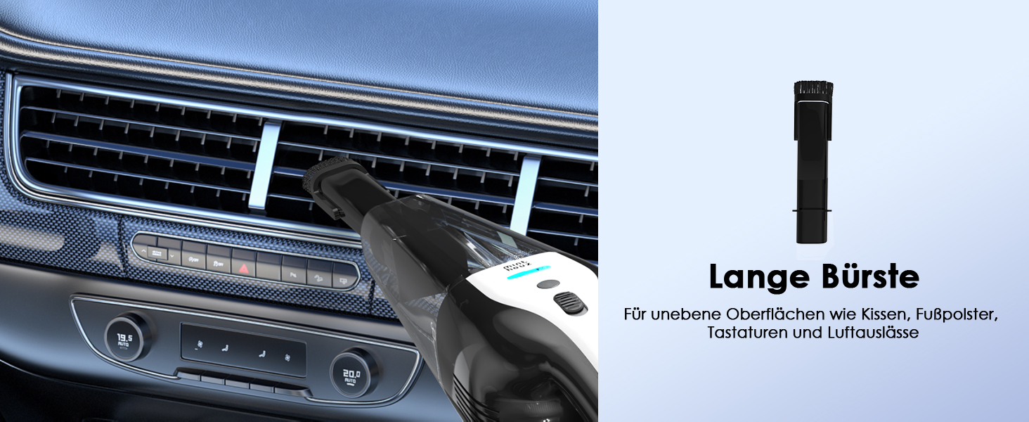 Minthouz Автомобільний акумуляторний пилосос 12.6V з миючим HEPA-фільтром та LED підсвіткою. Портативний міні пилосос для авто, шерсті тварин, килимів, дому