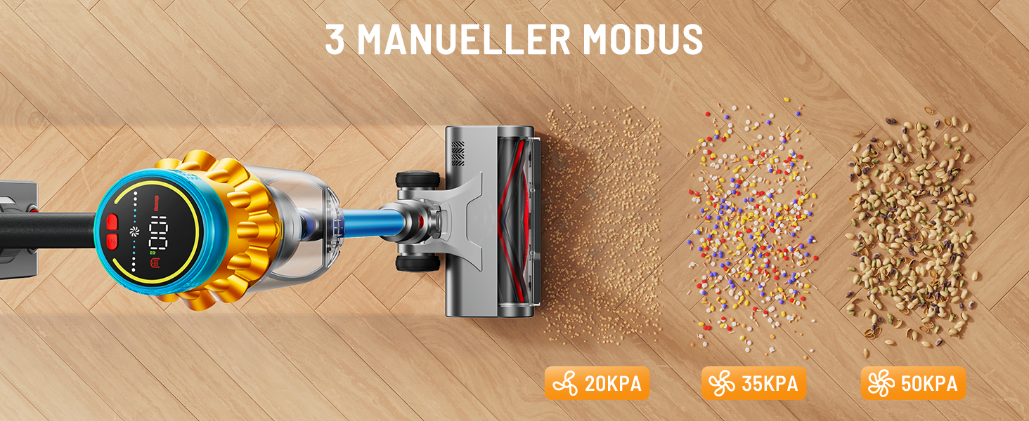 Бездротовий акумуляторний пилосос 600W з потужністю всмоктування 50KPA, 70 хвилин роботи, великий пилозбірник 1,8L, антизаплутана щітка, 8-рівнева фільтрація, підходить для твердих поверхонь, килимів та шерсті тварин, колір - блакитний