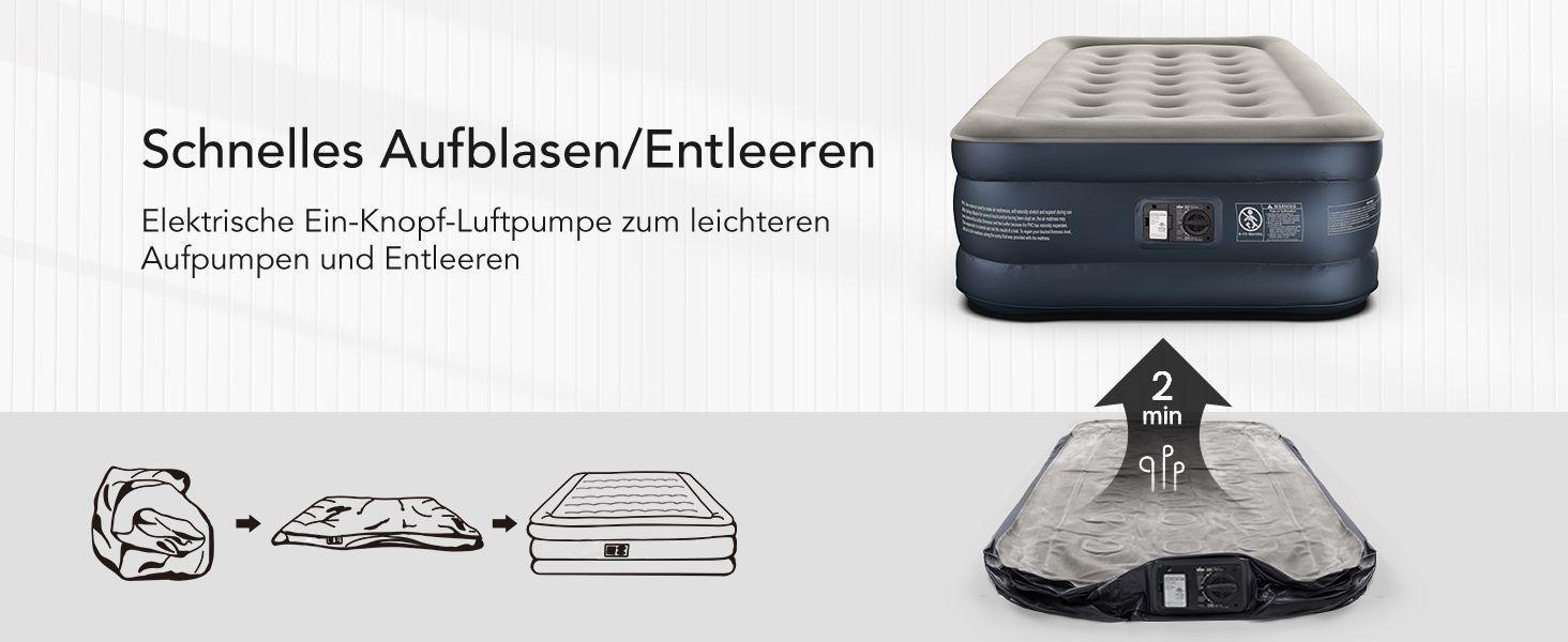 Надувний матрац iDOO самостійно надувний, 2 особи, з електричним насосом, для кемпінгу, 152x203x46 см, 295 кг