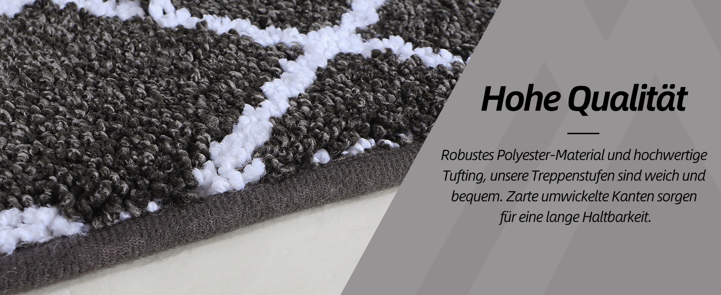 Комплект килимків для сходів COSY HOMEER (15 шт.), 70 x 22 см, антиковзаючі, самоклеючі, машинне прання, 100% поліестер, TPE-підкладка, для дітей, літніх людей та домашніх тварин, чорно-білі