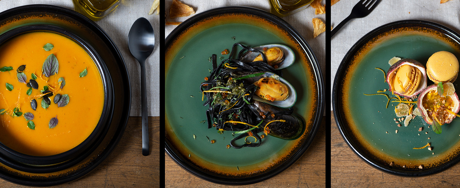 Тарілки Moritz & Moritz SOLID, набір 4 шт., 21 см, кераміка. Ідеально для десерту, випічки, сніданку. Набір посуду зеленого кольору