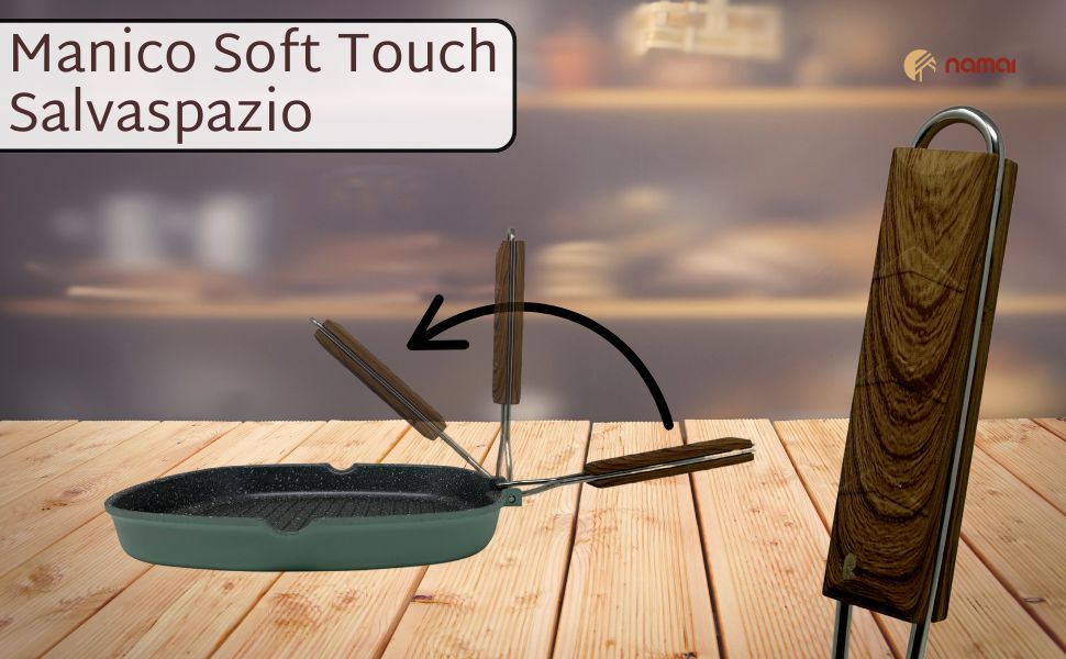 Гриль-пательня NAMAI алюмінієва лита 36x24 см, антипригарна, для газового гриля, придатна для посудомийної машини, Made in Italy