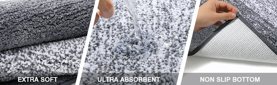 М'який килимок для ванної кімнати сірого кольору з мікрофібри, 60 x 90 см. Нековзний, машинне прання, швидковисихаючий. Килимок для ванни, килимок для душу, придбання для ванної кімнати.