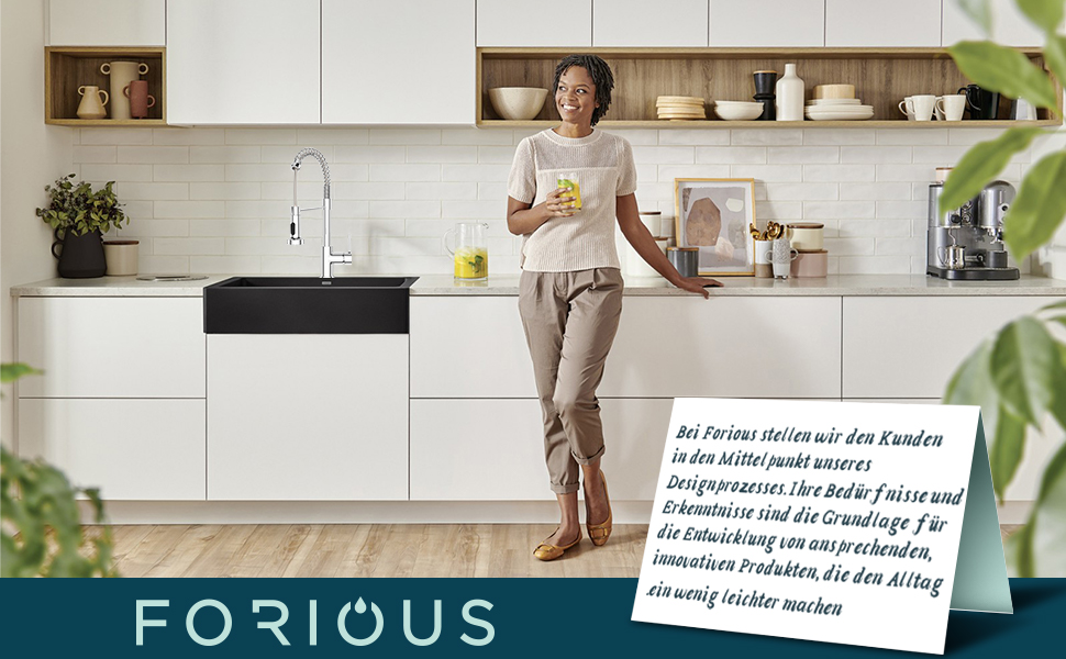 Кран кухонний FORIOUS з високим вигином, висувною лійкою, 360° поворот, 2 режими, нержавіюча сталь (шліфована/полірована)