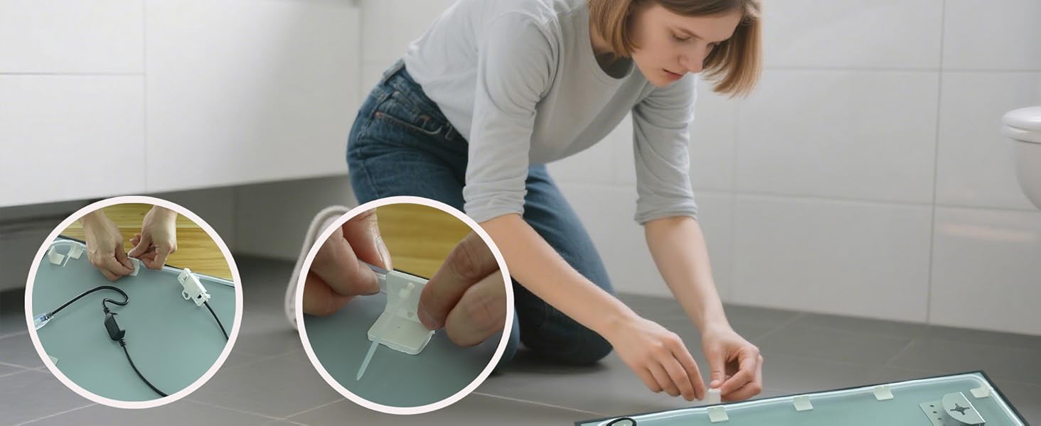 LED дзеркало для ванної кімнати з підсвічуванням 45x65 см, водонепроникне IP54, холодне біле світло 6500K, прямокутне, енергозберігаюче, біле