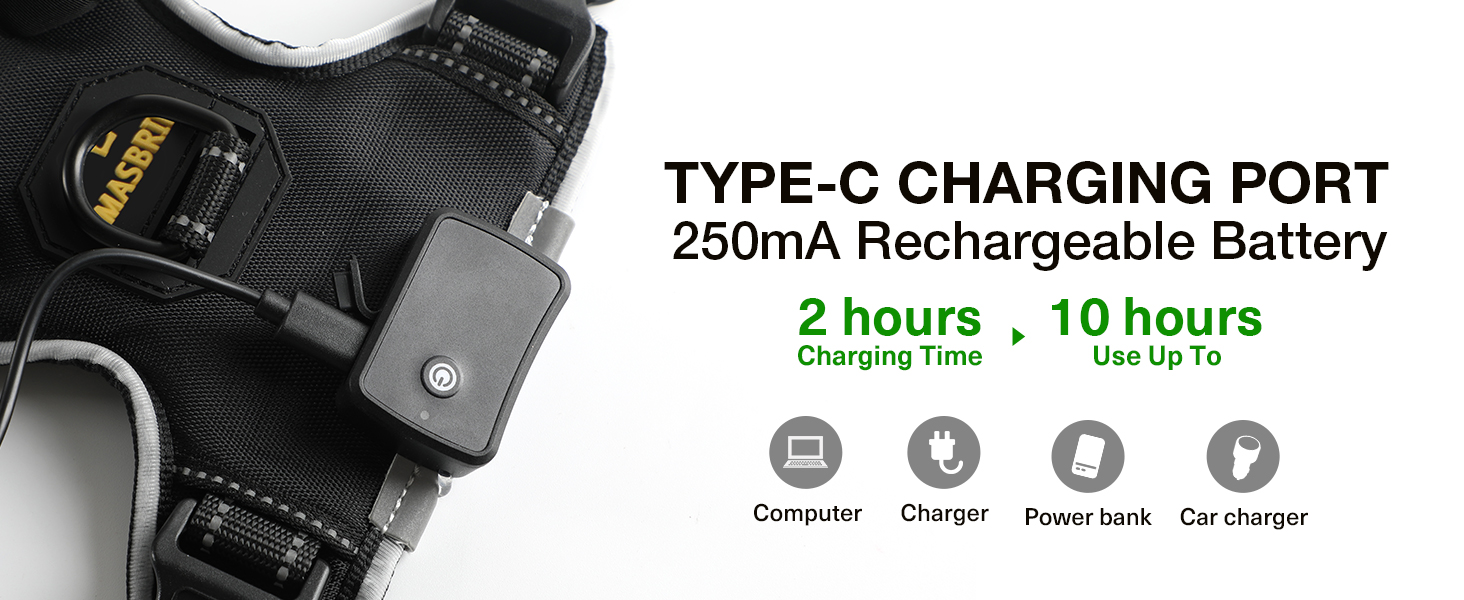 Світловідбиваючий нашийник для собак Masbrill з LED-підсвічуванням, регульований, з ручкою, м'який, для малих, середніх та великих собак (Синій L), Чорно-синій, TC3005B L Чорно-синій