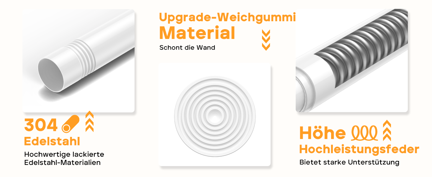 Тelescopic штанга для карнизи без свердління 120-200см - для штор, душових перегородок, вікон, ванної кімнати (1шт, білий)