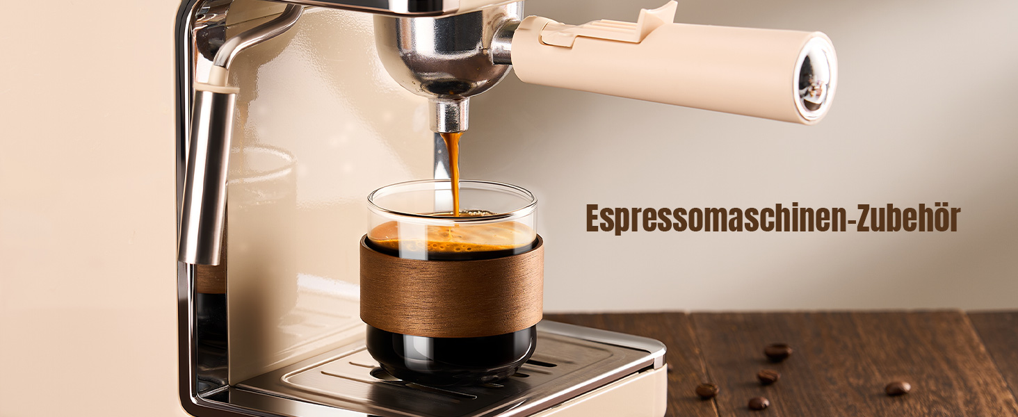 Набір еспресо-чашок ParaCity, 2 шт. з дерев'яним кільцем, склянка для еспресо та шнапсу з боросилікатного скла, прозора маленька чашка для еспресо, аксесуари для еспресо (150 мл)