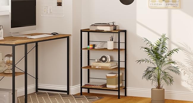 WOLTU 4-Tier Corner Shelf - White Oak & White Finish