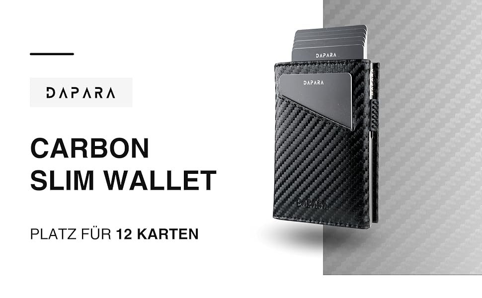 Чоловічий гаманець DAPARA: тонкий, з відділенням для монет та RFID-захистом. Містить 12 карткових слотів. Колір: Carbon Red (Carbon - Dynamic Silver)