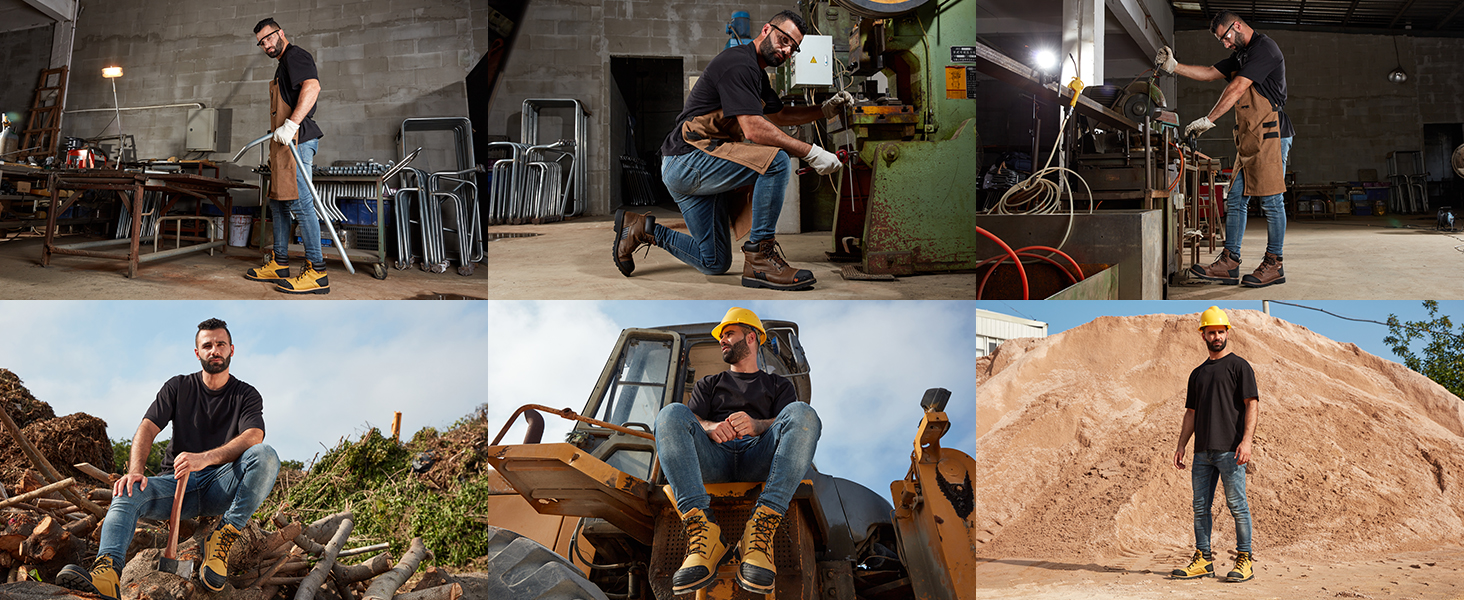 Чоловічі робочі черевики Yelang з металевим підноском, для промислового будівництва, безпечне взуття, розмір 41.5 EU, колір коричневий