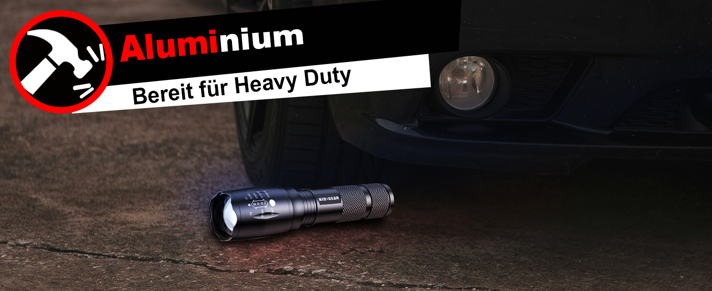 Набір ліхтариків Modus Extrem Hell 4 шт. - потужні LED ліхтарики з алюмінію, 2000 люмен, водонепроникні (IP65), з функцією зуму, для кемпінгу, туризму, надзвичайних ситуацій, подарунок, чорний