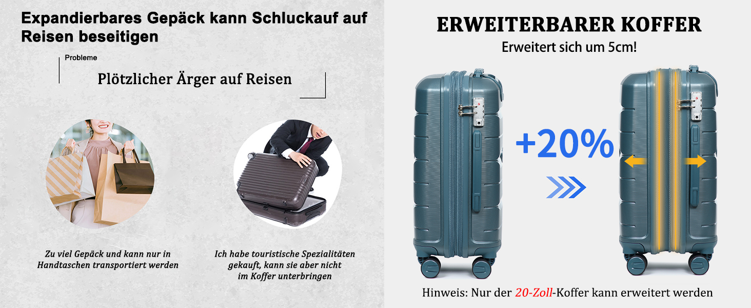 Валіза-тележка Sea Choice з жорстким корпусом, розширювана, ручна поклажа, 55 см, білий колір, з TSA замком та 360° колесами