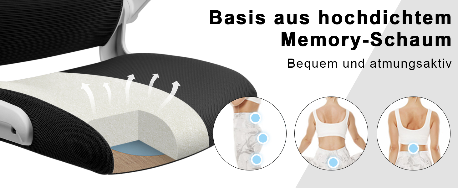 Ергономічне крісло для офісу з регульованою підголівником, крісло для робочого столу з сітки, відкидні підлокітники, широке сидіння, функція гойдання, комп'ютерне крісло EN 1335, офісне крісло 200 кг (чорно-біле)