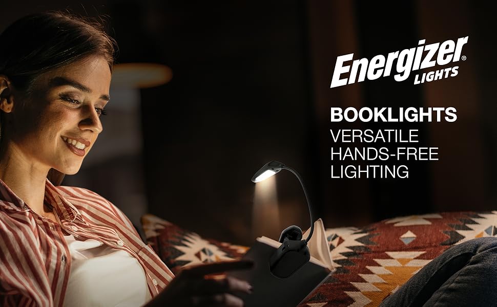 Ліхтарик для читання Energizer LED з кліпсою, USB-C, 3 режими, акумуляторна, гнучка, захист для очей