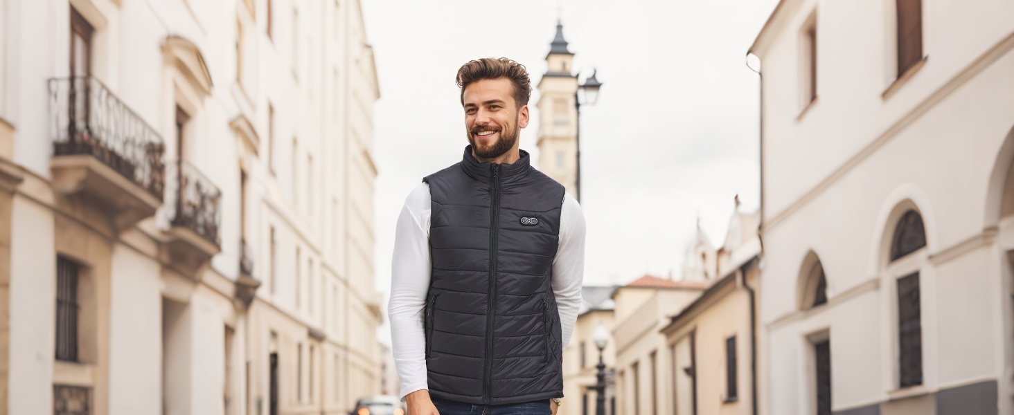 Обогревна жилетка для чоловіків та жінок, жилетка з підігрівом з акумулятором 10000 mAh та 5 зонами підігріву, для катання на лижах та полювання, чорний колір