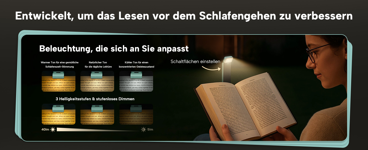 Ліхтарик для читання 86lux з кліпсою, акумуляторний LED світильник для книги, 3 режими яскравості, диммування, для читання в ліжку, для дітей та книголюбів (блакитний)
