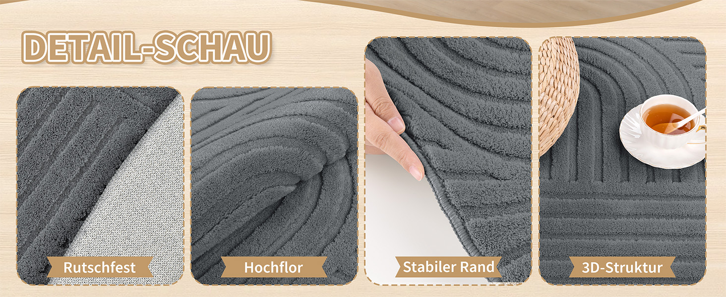 Килим для вітальні 160x230 см, великий пухнастий з коротким ворсом, миючий, сучасний, з 3D ефектом, нековзний, для їдальні, кухні, спальні (200 см круглий, сірий)